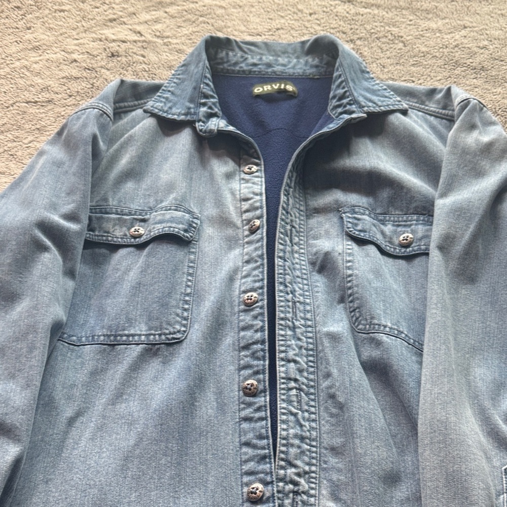 Orvis Men's Light Blue Denim Shirt Jacket